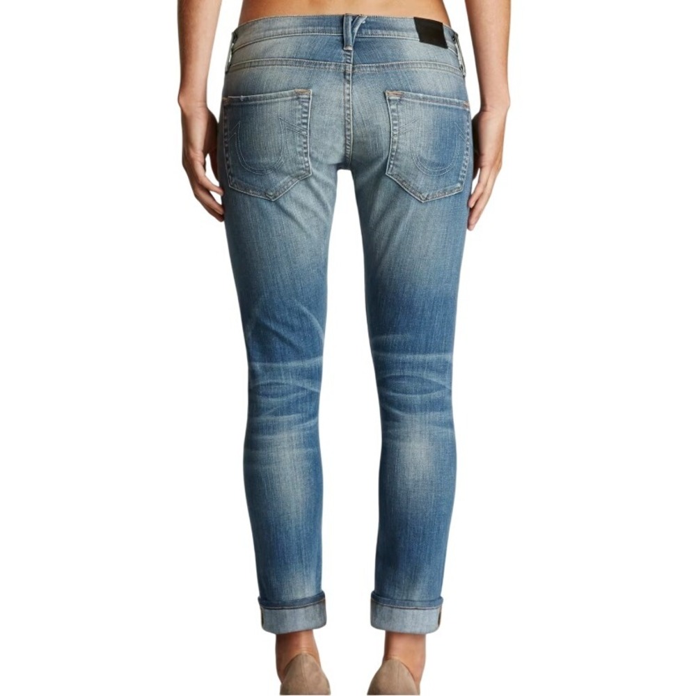True Religion Liv Low Rise‎ Relaxed Skinny Jeans Indigo Eclipse Blue Denim Sz 26